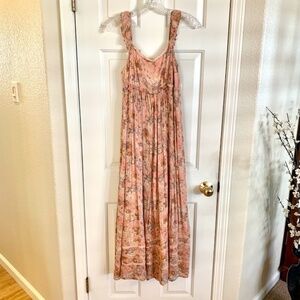 Lucky Brand Printed Ruffle Sleeve Midi Dress Pink Floral Size M NWT